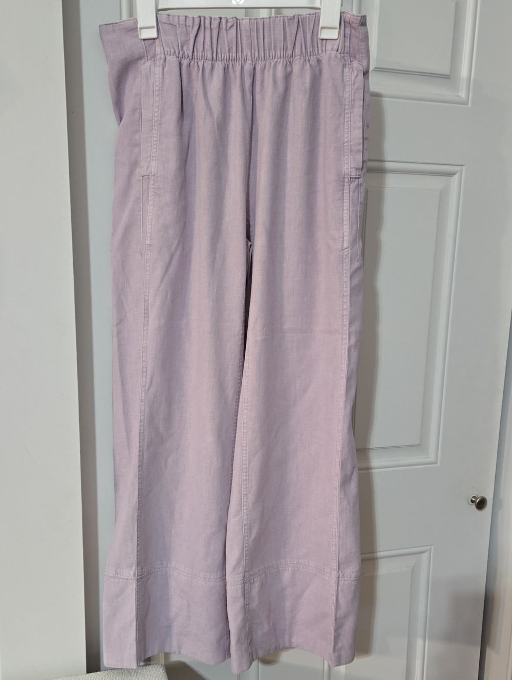 Free People Lilac Pull-On Wide Leg Linen Pants